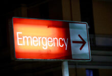 An emergency sign outside St Vincent's Hospital Emergency department in Darlinghurst.