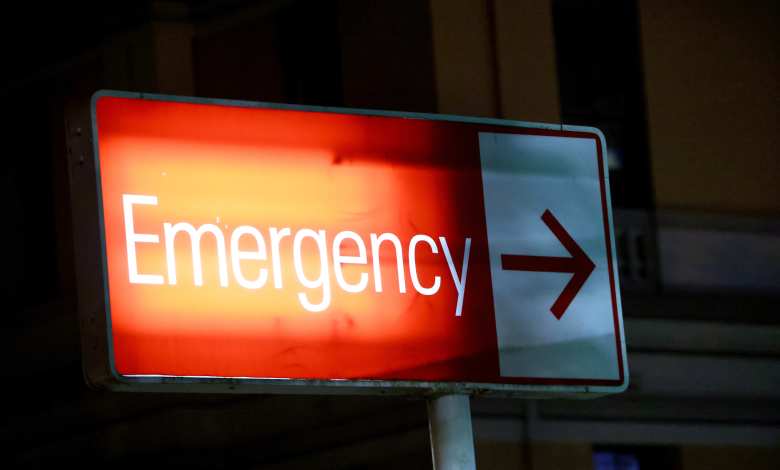 An emergency sign outside St Vincent's Hospital Emergency department in Darlinghurst.
