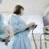 Closeup low angle view asian physician colonoscopy to patient in the clinic with nurse assistance - cancer related examinations