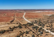 Remains of an old rail bridge on the disused Central Australia / Ghan Railway near Oodnadatta in outback South Australia