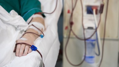 patient helped during dialysis session in hospital